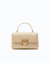 Lady Love Bag Puff medium handbag in chevron nappa leather - Beige | Pinko