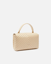 Lady Love Bag Puff medium handbag in chevron nappa leather - Beige | Pinko