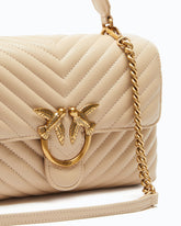 Lady Love Bag Puff medium handbag in chevron nappa leather - Beige | Pinko
