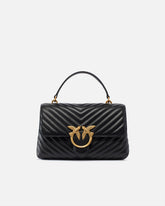 Borsa a mano media Lady Love Bag Puff in nappa chevron - Nero | Pinko