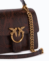 Borsa a mano Mini Love Bag One Top Handle Light in pelle con stampa pitone - | Pinko