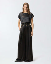 Blusa a maniche corte in satin - | Pinko