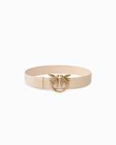Cintura alta Love Birds in pelle 4cm - Beige | Pinko