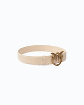 Cintura alta Love Birds in pelle 4cm - Beige | Pinko