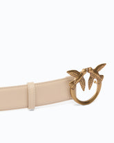 Cintura alta Love Birds in pelle 4cm - Beige | Pinko
