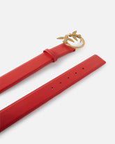Cintura alta Love Birds in pelle 4cm - Rosso | Pinko