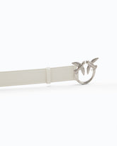 Szeroki skórzany pasek Love Birds 4cm - Biały | Pinko