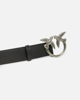 Cintura alta Love Birds in pelle 4cm - | Pinko