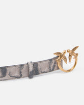 Cinturón de 3 cm con estampado de pitón y hebilla Love Birds - | Pinko