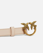 Cintura sottile Love Birds in pelle 2cm - | Pinko