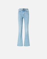 Light jeans with belt and Love Birds buckle - | Pinko