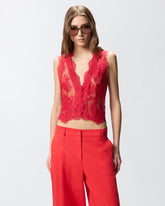 Chaleco de encaje valencienne floral - | Pinko