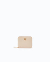 Portafoglio quadrato zip-around in pelle - Beige | Pinko