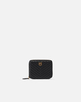 Portefeuille carré à contour zippé en cuir nappa matelassé - | Pinko