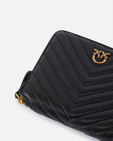 Portefeuille carré à contour zippé en cuir nappa matelassé - | Pinko