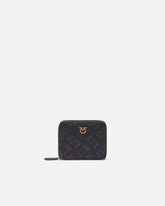 Portafoglio quadrato in pelle Monogram imprimè - Nero | Pinko