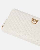 Portafoglio zip-around in nappa chevron - Bianco | Pinko