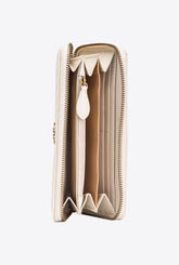 Portafoglio zip-around in nappa chevron - Bianco | Pinko