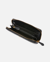 Portafoglio zip-around in nappa chevron - Nero | Pinko
