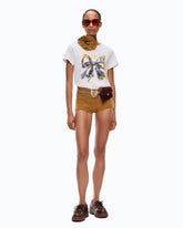T-shirt with Too Chill To Conform bow print - Multicolor White-Black-Yellow | Pinko