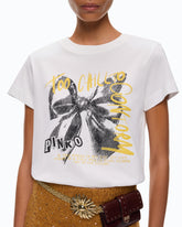 T-shirt with Too Chill To Conform bow print - Multicolor White-Black-Yellow | Pinko