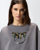 Felpa con maxi ricamo gioiello Love Birds - | Pinko