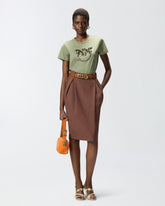 T-shirt with Love Birds jewel maxi embroidery - Green | Pinko