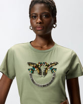 T-shirt with Love Birds jewel maxi embroidery - | Pinko