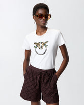 T-shirt z dużym biżuteryjnym haftem Love Birds - | Pinko