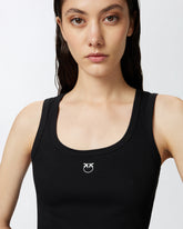 Top canottiera a costine con logo uccellini - | Pinko