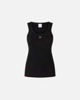 Top canottiera a costine con logo uccellini - Nero | Pinko