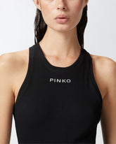 Top a canotta a costine con logo - Nero | Pinko