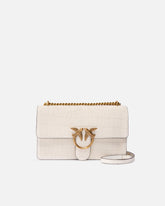Borsa a tracolla media Love Bag One in pelle stampa coccodrillo - Bianco | Pinko