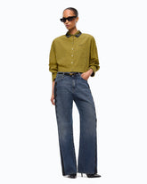 Jeans wide leg con banda in pizzo - | Pinko