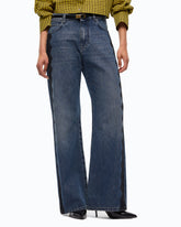 Jeans wide leg con banda in pizzo - | Pinko