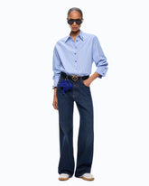 Jeans wide leg con piega stirata - | Pinko