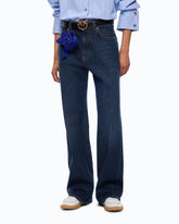 Jeans wide leg con piega stirata - | Pinko