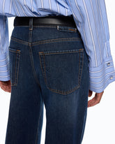 Jeans wide leg con piega stirata - | Pinko