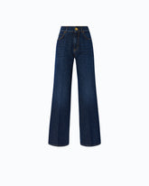 Jeans wide leg con piega stirata - | Pinko