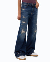 Wide-leg jeans with rips - | Pinko