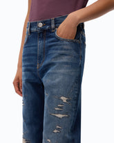 Wide-leg jeans with rips - | Pinko