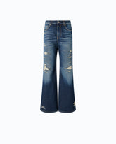 Wide-leg jeans with rips - | Pinko