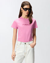 T-shirt with PINKO logo embroidery - | Pinko