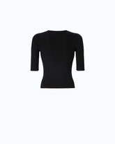 Maglia mezze maniche con logo in lana - Nero | Pinko