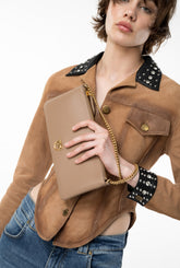 Horizontal Flat Bag in leather - | Pinko