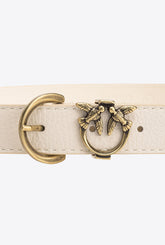 Cintura pelle bottalata dettaglio Love Birds 2,5 cm - Bianco | Pinko