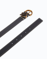 Cintura pelle bottalata dettaglio Love Birds 2,5 cm - Nero | Pinko