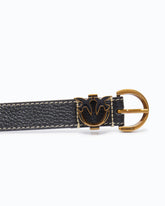 Cintura pelle bottalata dettaglio Love Birds 2,5 cm - Nero | Pinko