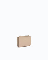 Small smooth leather wallet with logo - Beige | Pinko