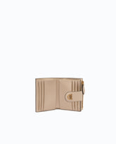 Small smooth leather wallet with logo - Beige | Pinko